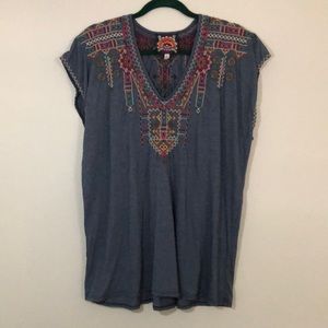 Johnny Was Southwest Inspired Embroidered Top